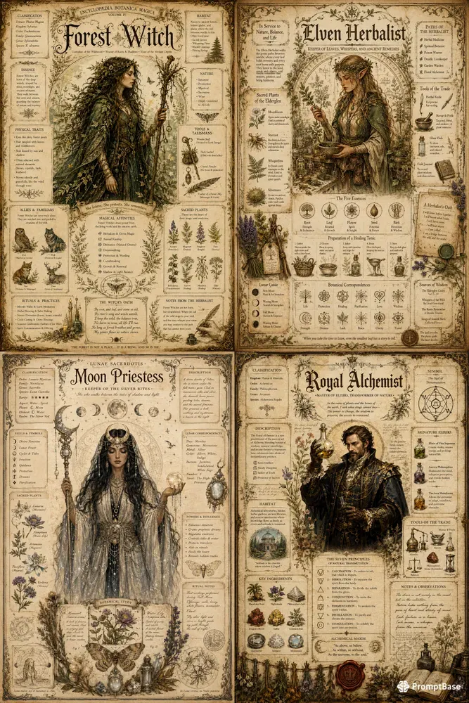 Vintage Herbal Character Art