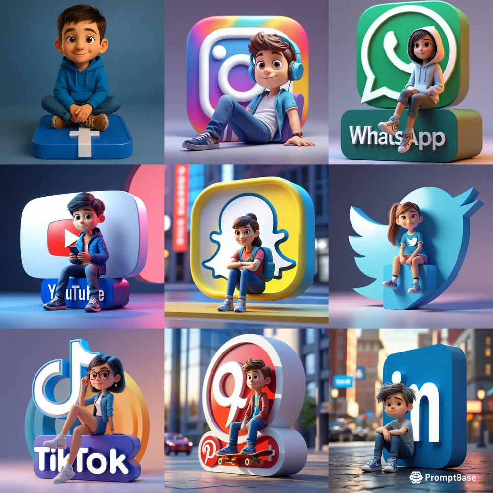3D Cartoon Characters On App Logos