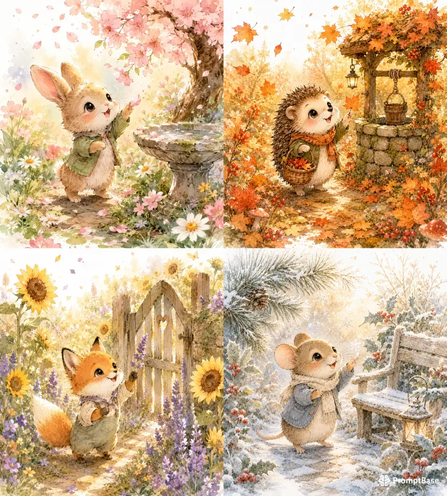 Whimsical Watercolor Tales Animal Gardens