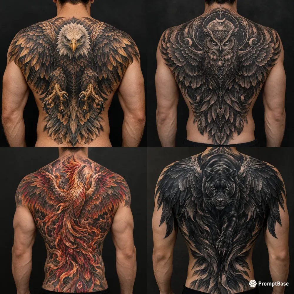 Majestic Winged Back Tattoos