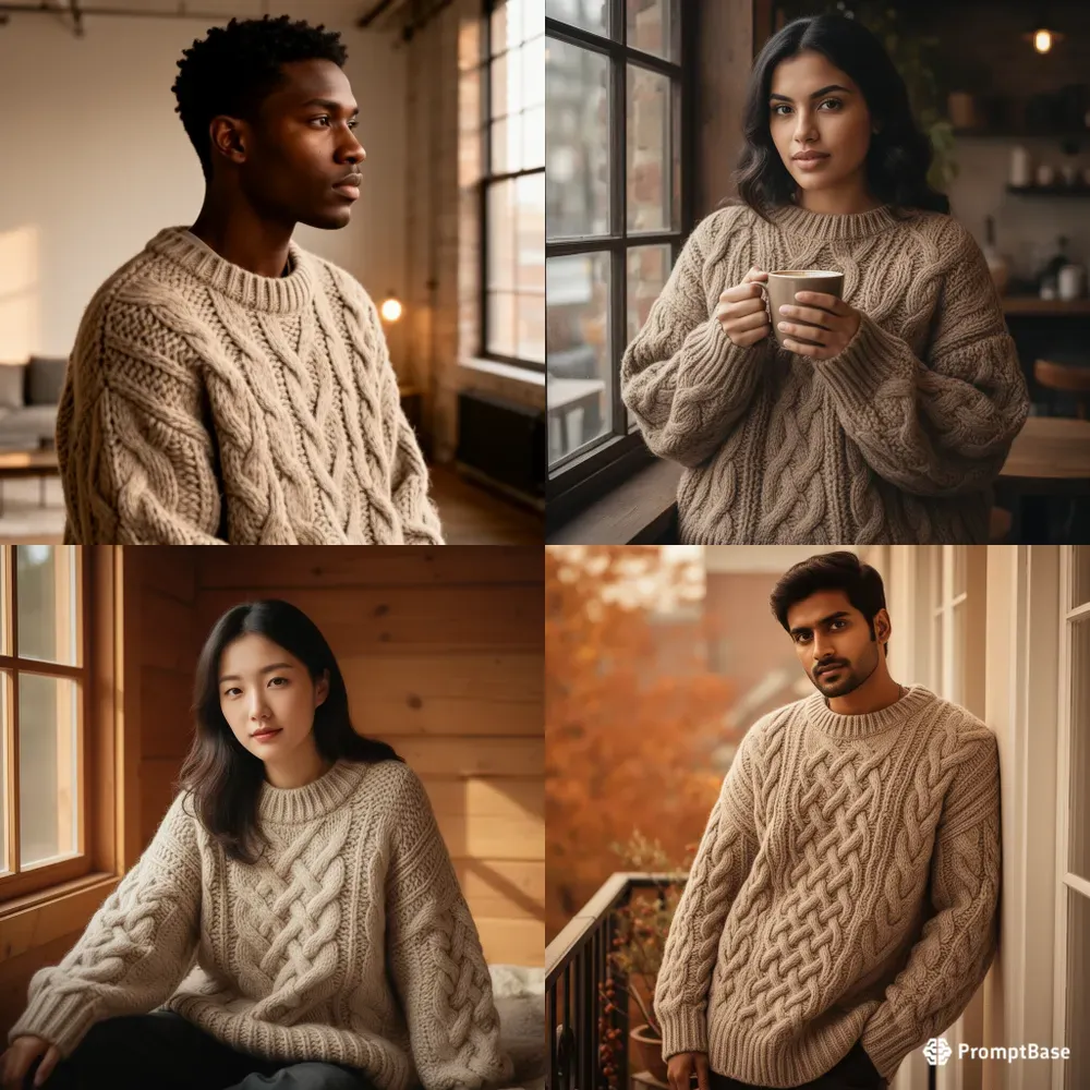 Chunky Cable Knit Sweater Portraits