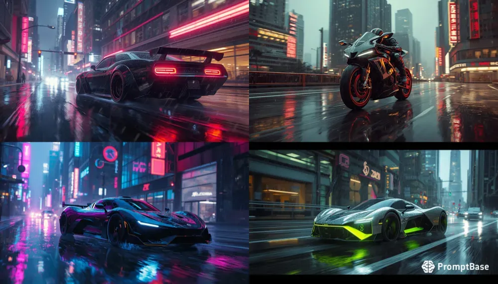 Futuristic Neon Hypercar Vaporwave Art