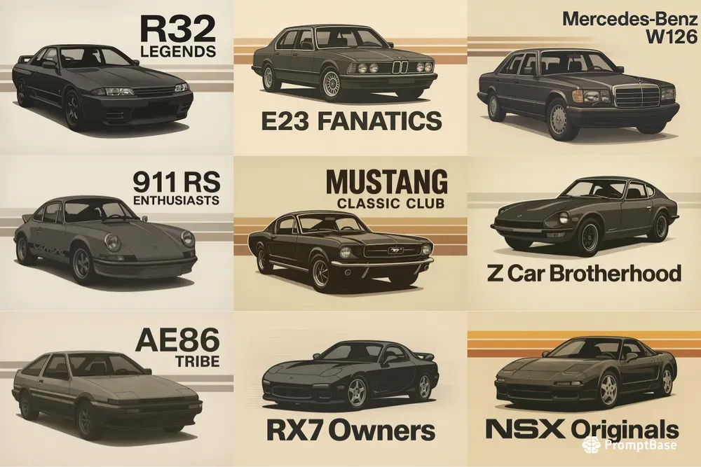 Retro Car Silhouette Banner Series