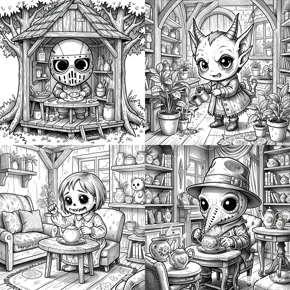 Cute Killer Coloring Dark Humor Art