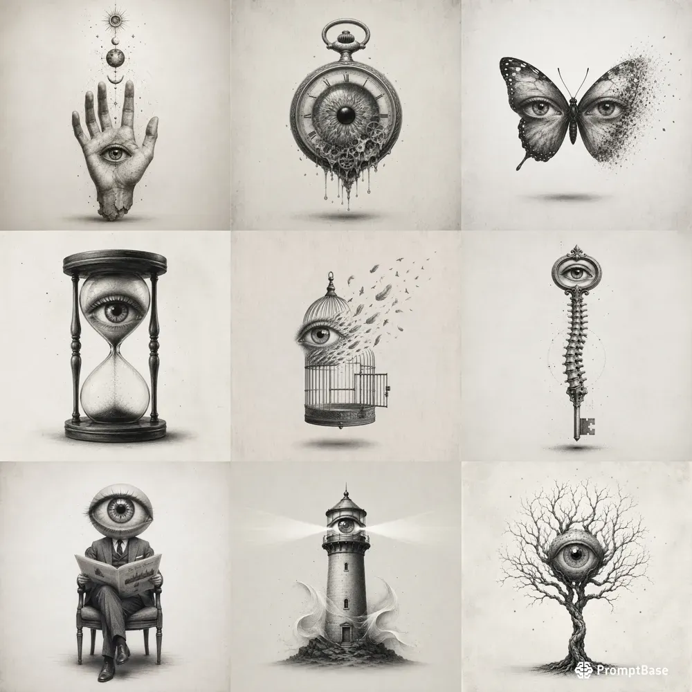 Minimal Monochrome Surreal Symbolism
