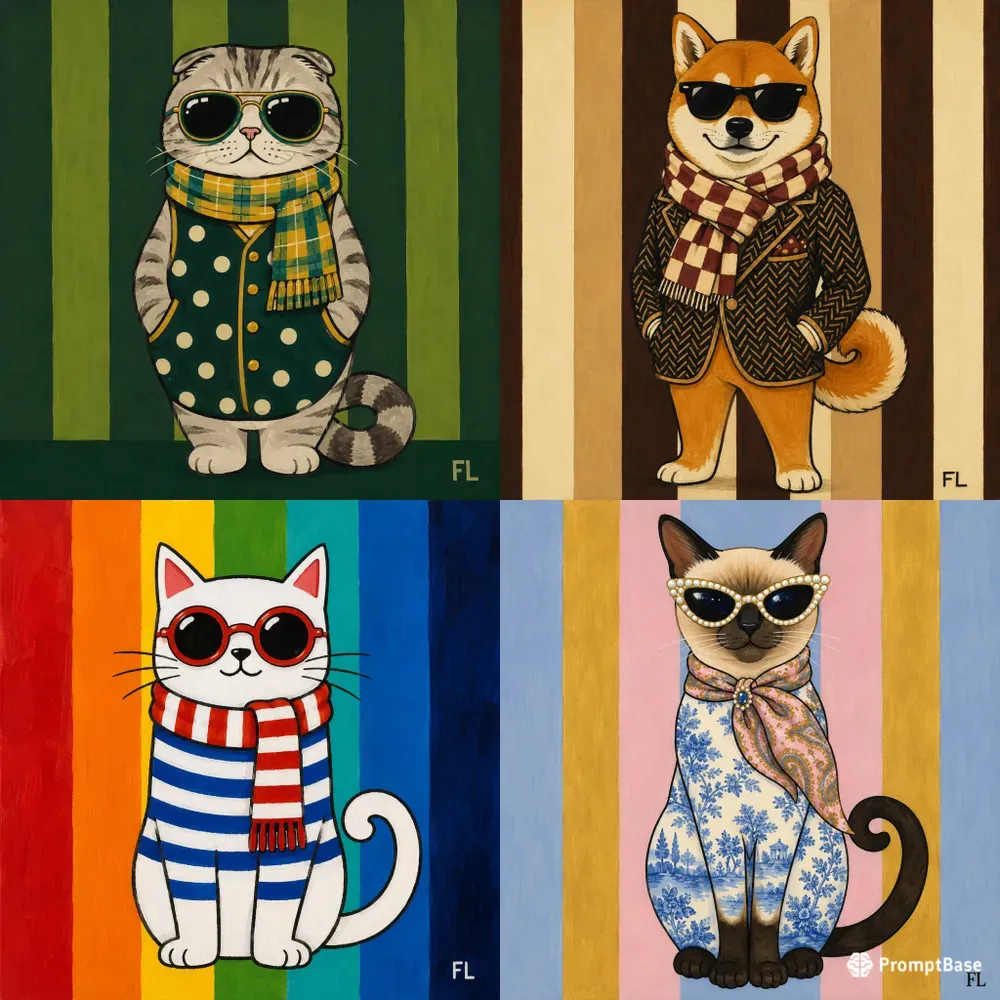 Chic Animal Gouache Portraits