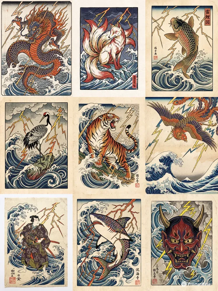 Classic Ukiyoe Woodblock Art Style