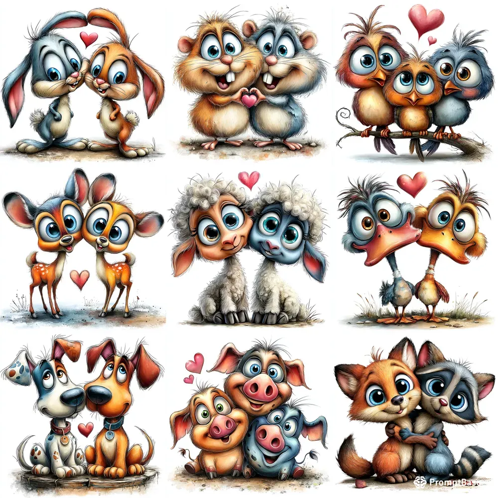 Valentine Animal Couples Clipart