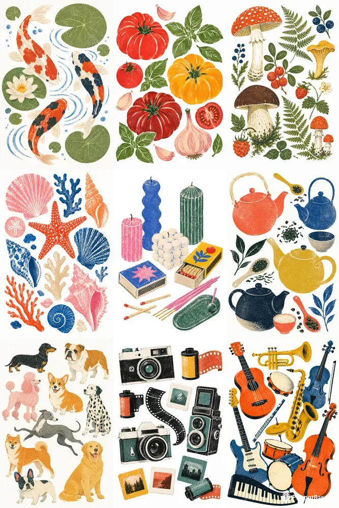 Organic Risograph Flat Lay Posters