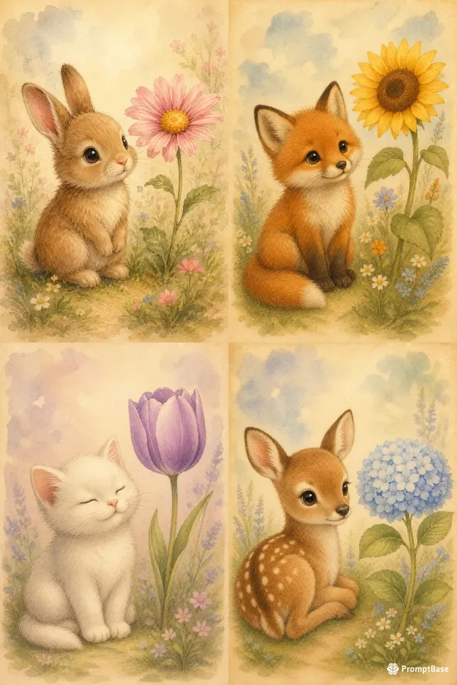Vintage Cute Animal Art Packs
