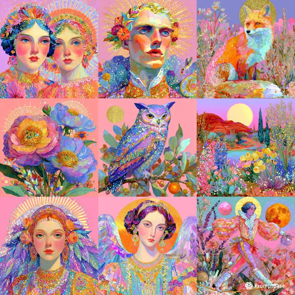 Psychedelic Floral Portrait Art Style