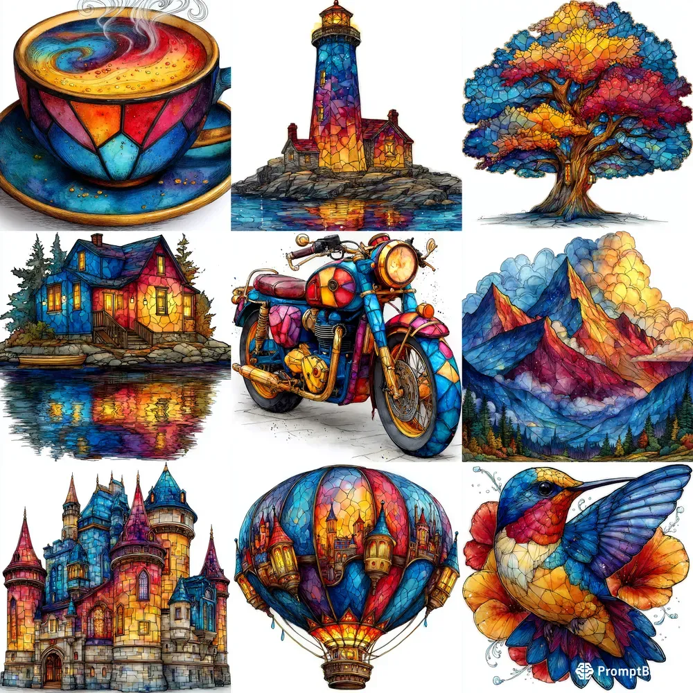 Stained Glass Watercolor Ink Whimsies