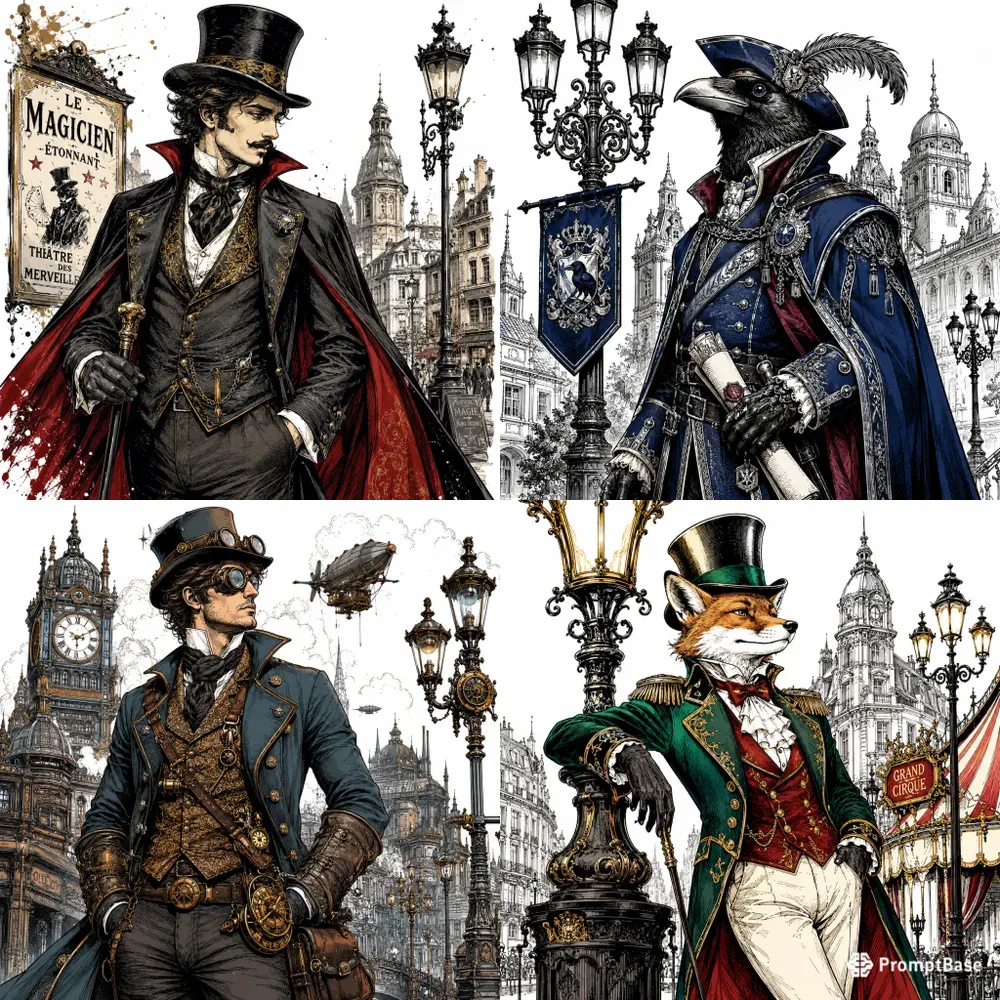 Elegant Vintage Character Sketches