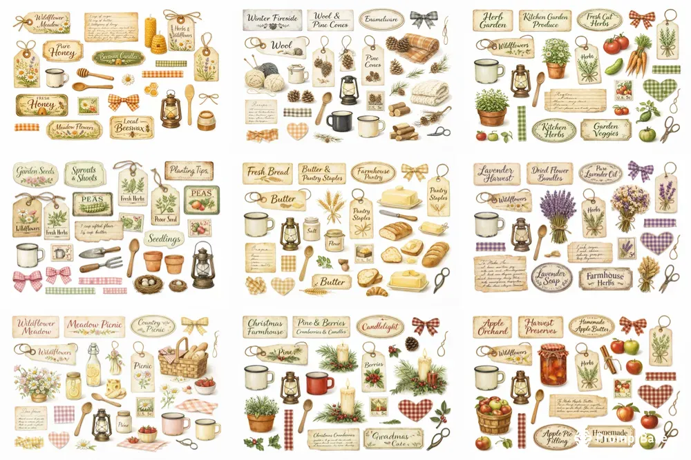 Farmhouse Junk Journal Sticker Sheets
