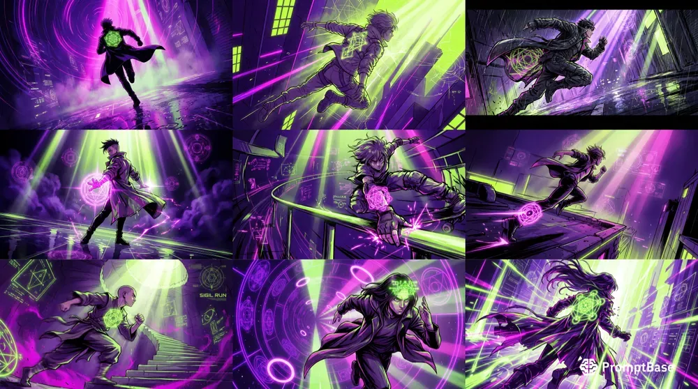 Anime Sigil Run Neon Void Cities