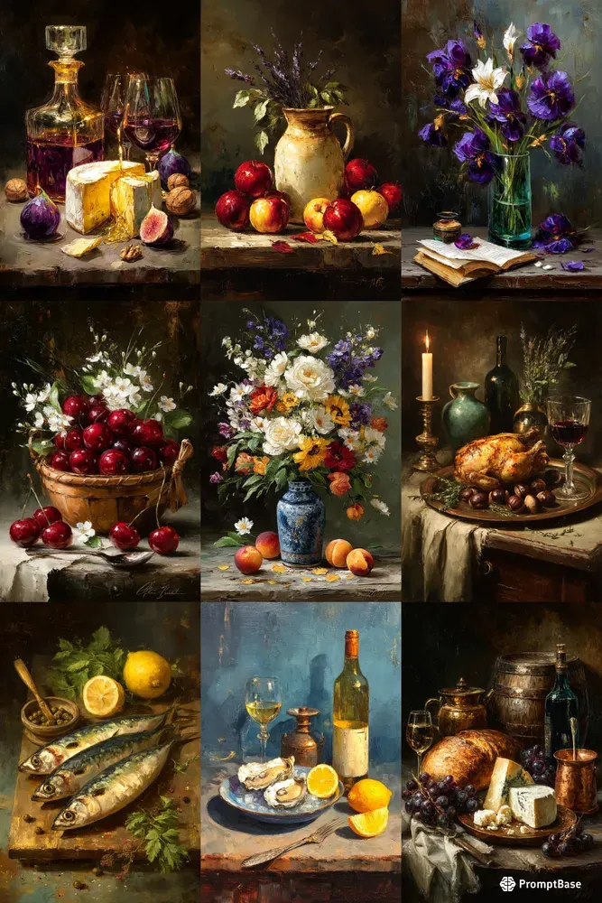 Luxury Dining Impasto Still Lifes