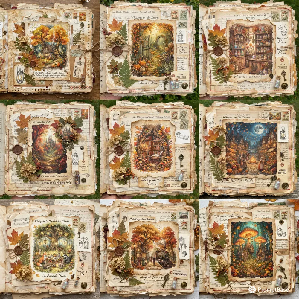 Fairy Tale Autumn Junk Journal Pages