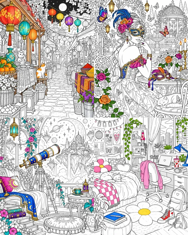 Partly Colored Coloring Page Generator