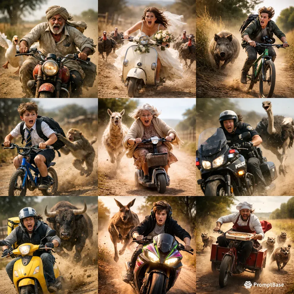 Cinematic Animal Chase Photos