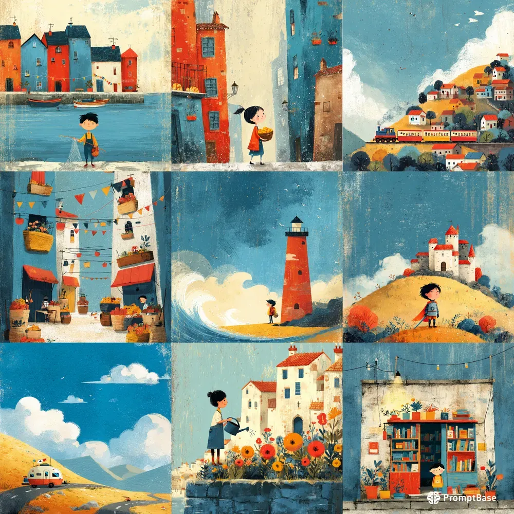 Bright Storybook Print Scenes
