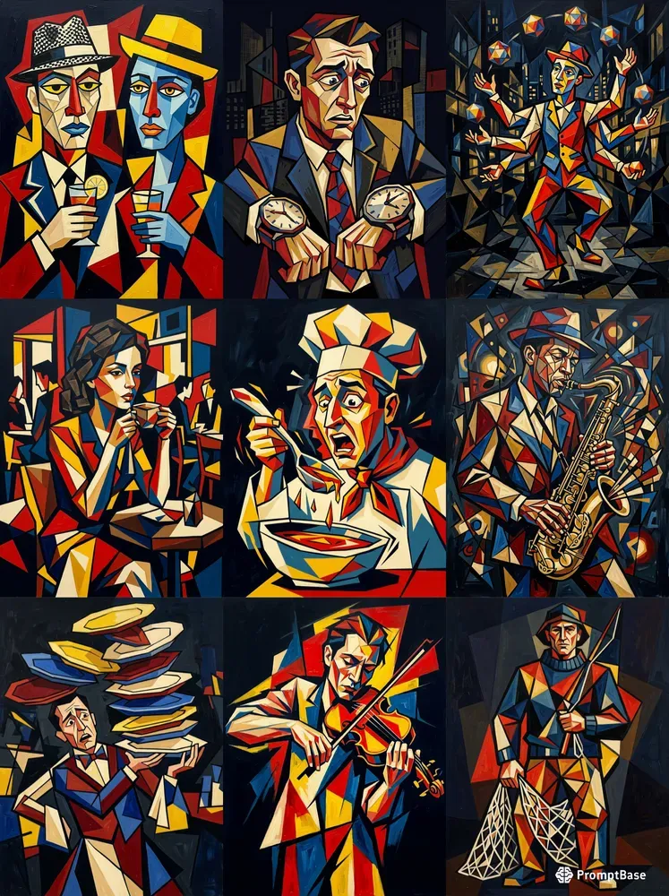 Cubist Character Scenes