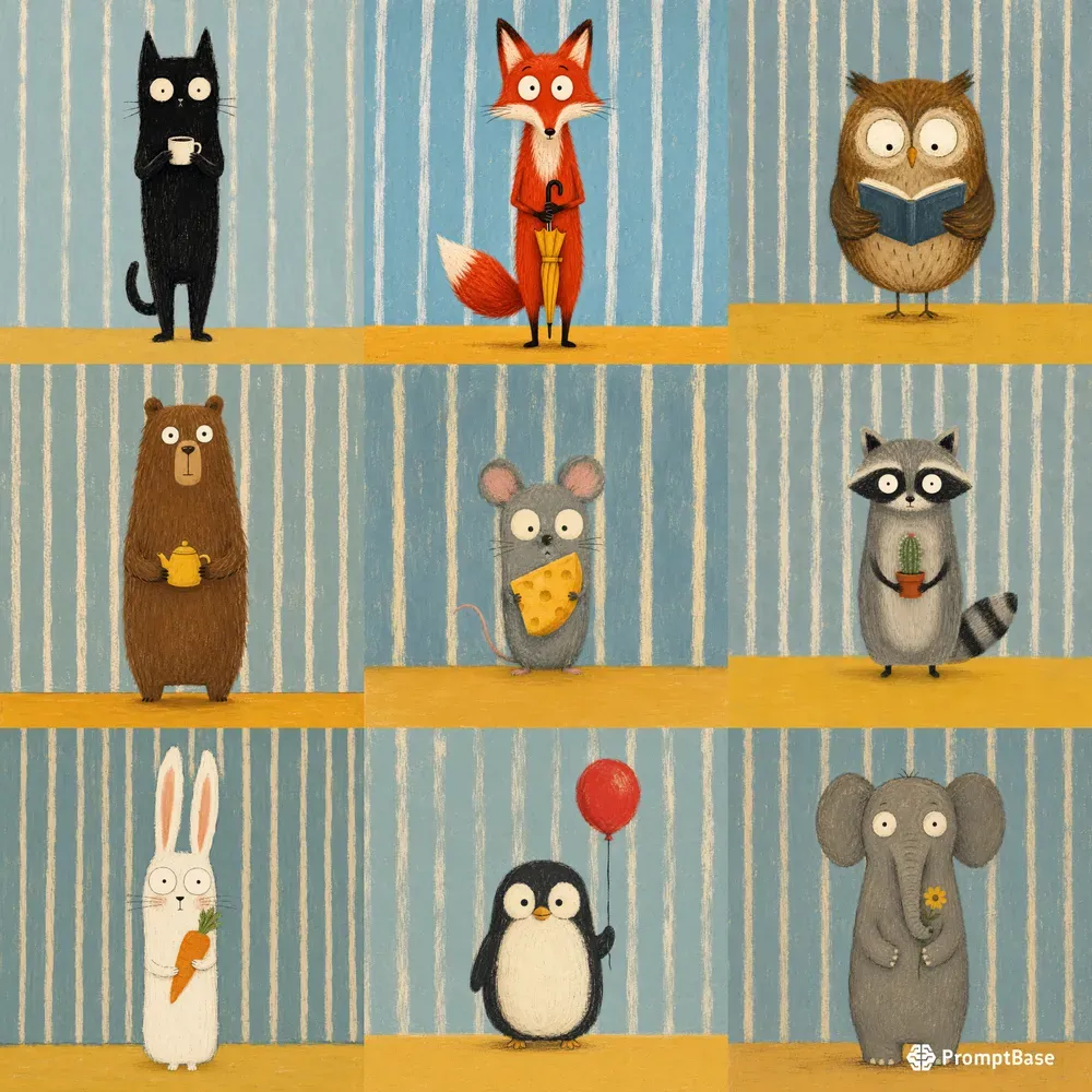 Quirky Animal Storybook Art