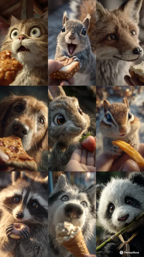 Realistic Animals Being Handed Food