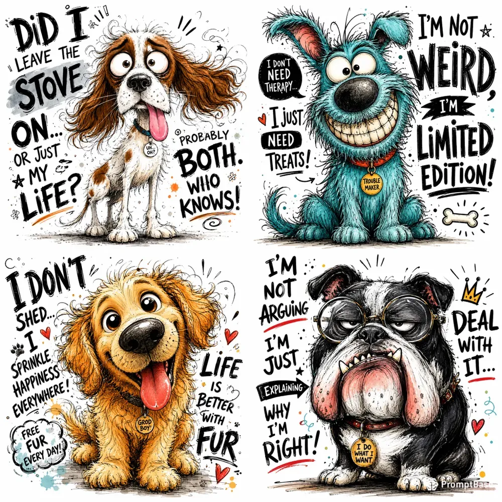 Funny Doodle Dog Characters