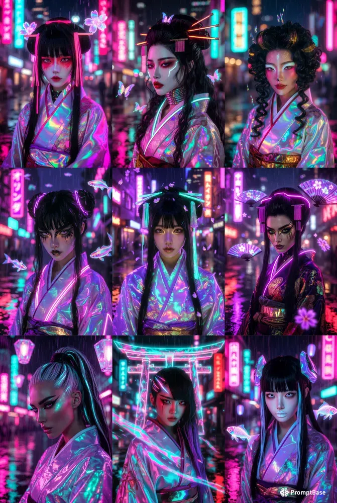 Neon Tokyo Geisha Portraits