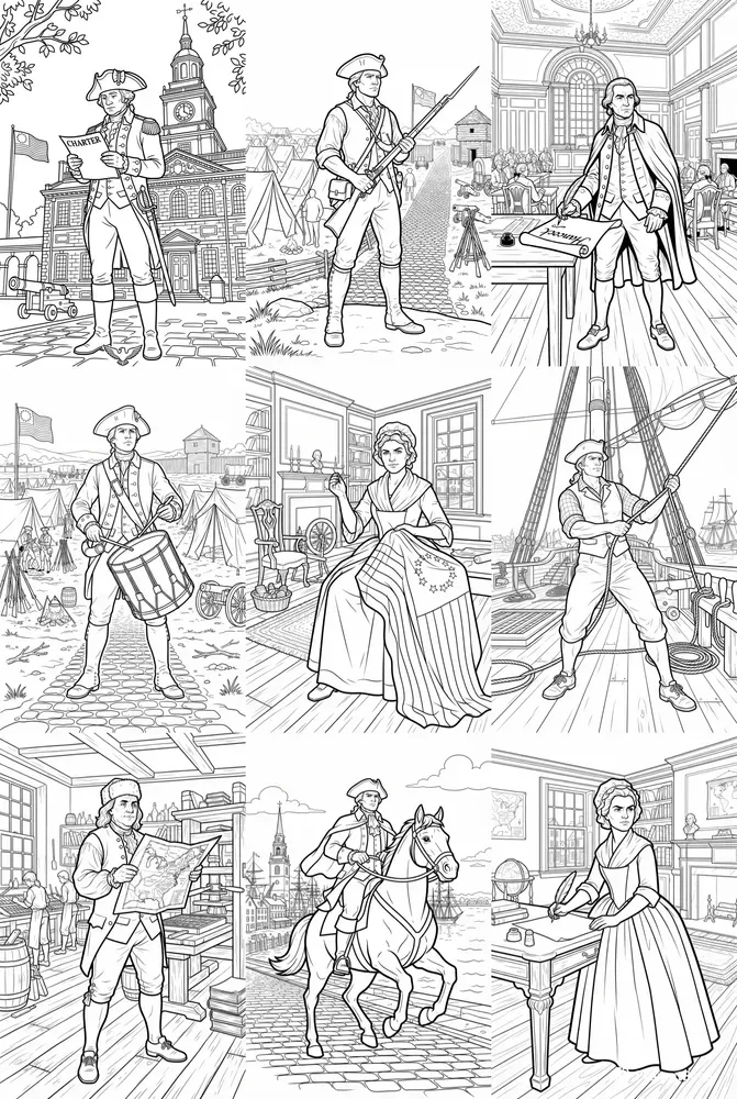 Epic 1776 Historical Coloring Pages