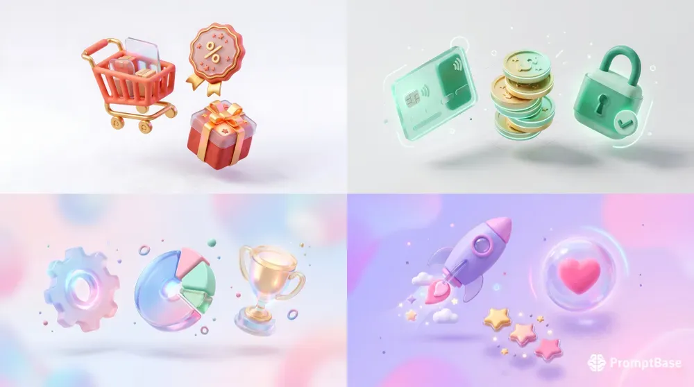 3D Isometric Glassmorphism UI Icons