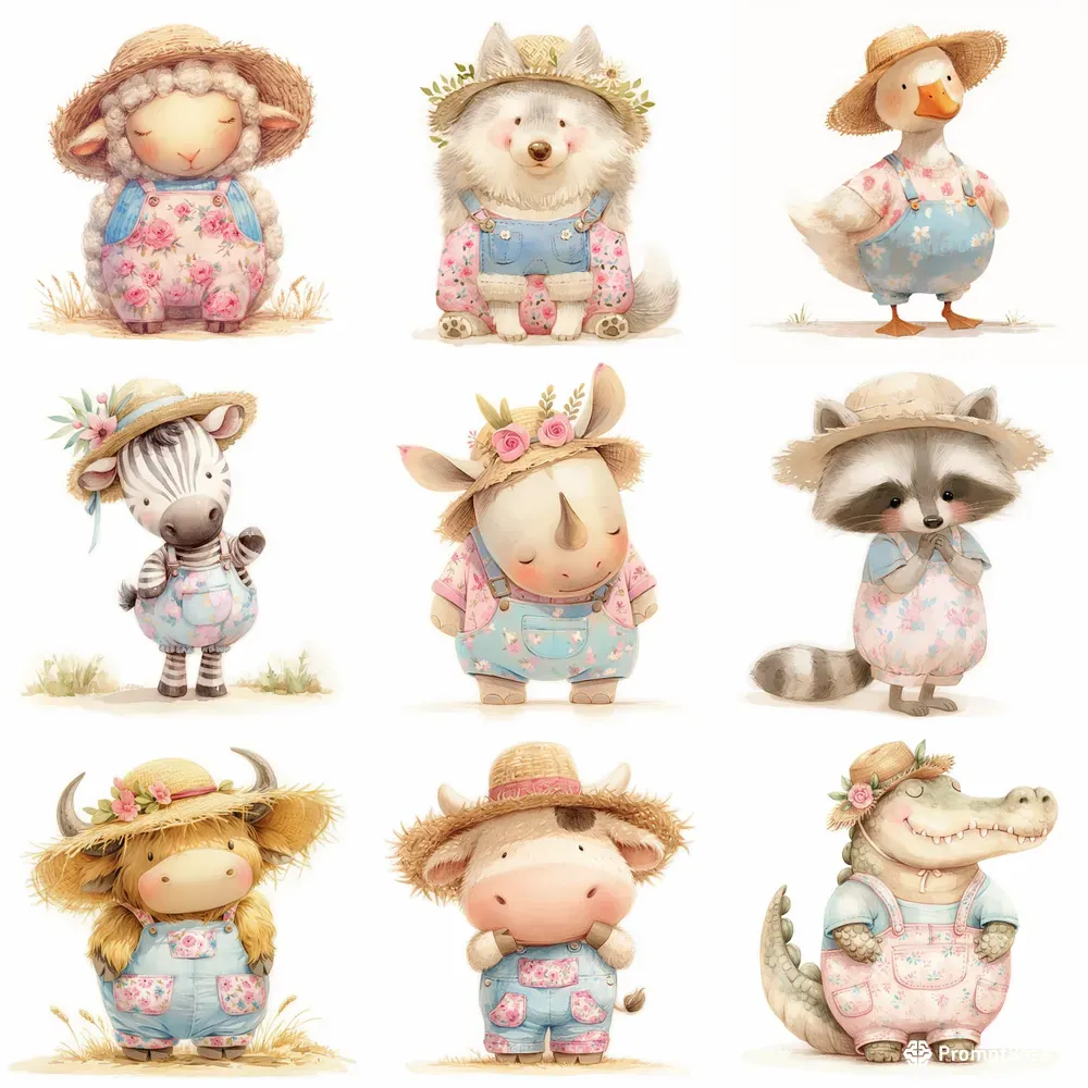 Cute Animals For Nursery Baby Showers Midjourney Prompt | PromptBase