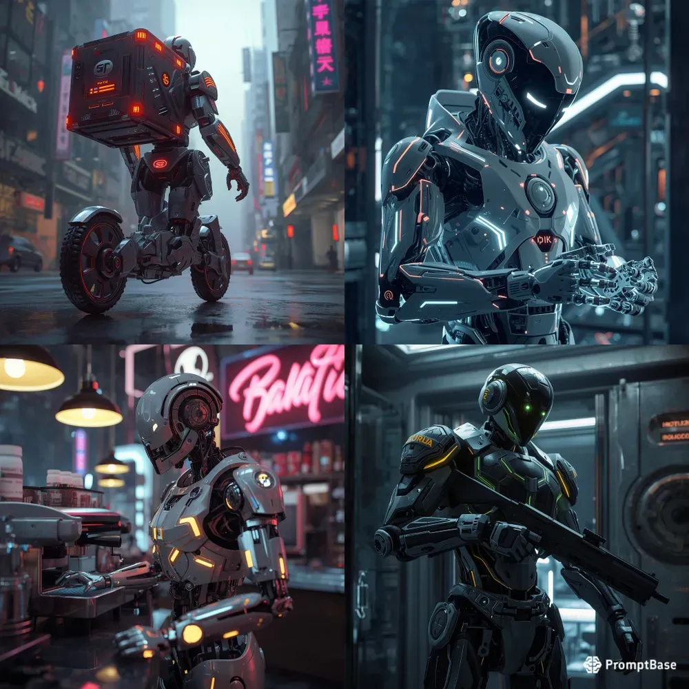 3D Cyberpunk Job Robots