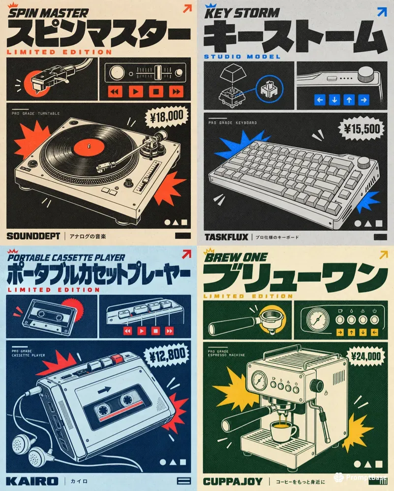 Retro Flat Brand Social Media Posts