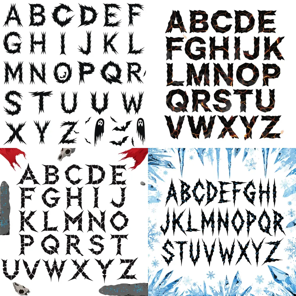 Dark Gothic Font Vector Layouts