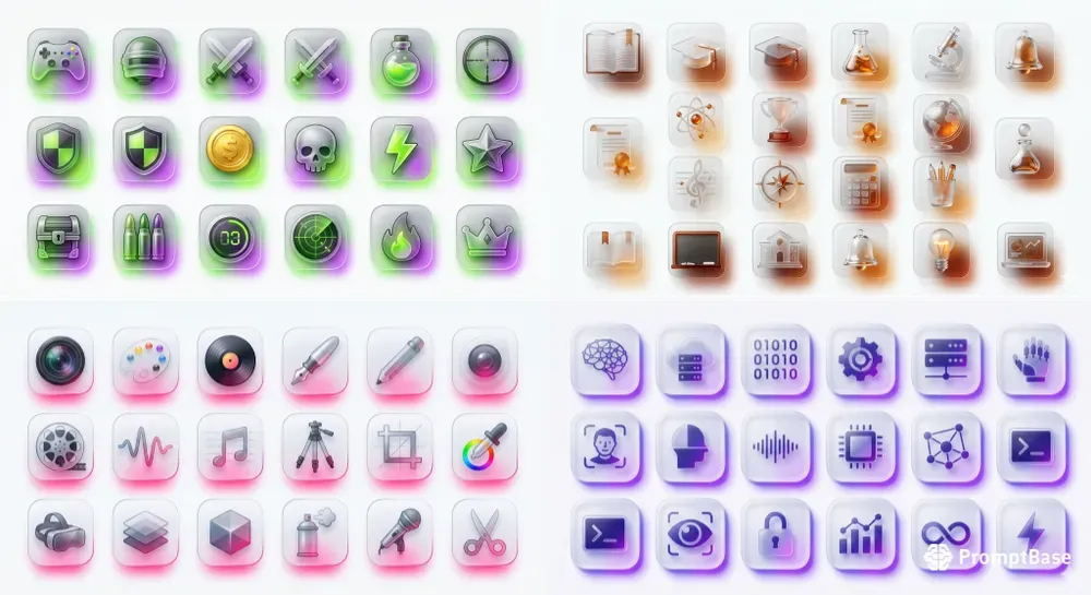 Glassmorphism 20 UI Icons Generator