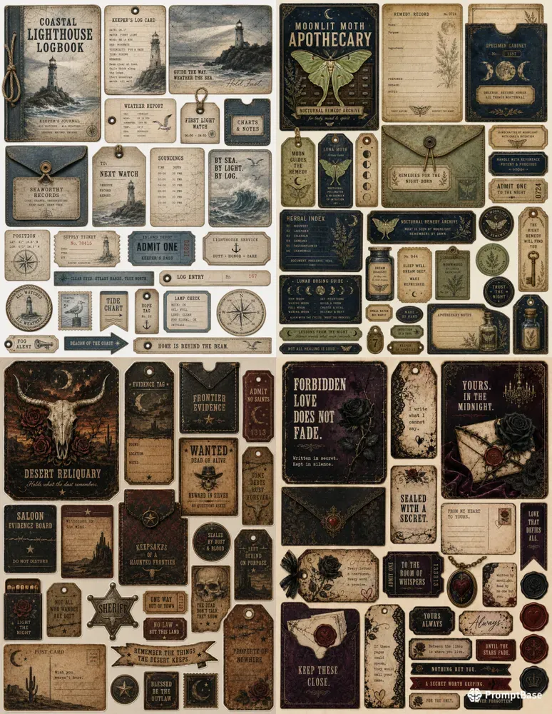 Junk Journal Ephemera Collage Sheets