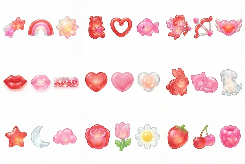 Sweet Valentine Gummy Candy Clipart Sets