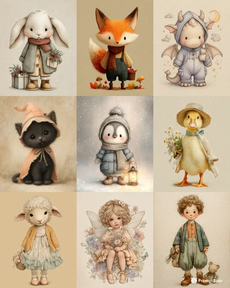 Nursery Colored Pencil Character Sheets