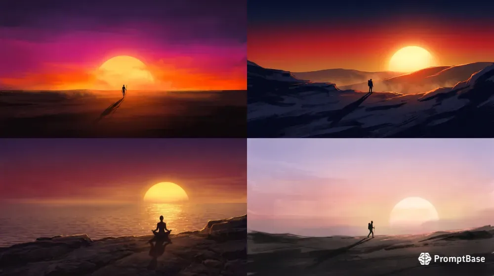Zenn Minimalist Sunset Silhouette Art