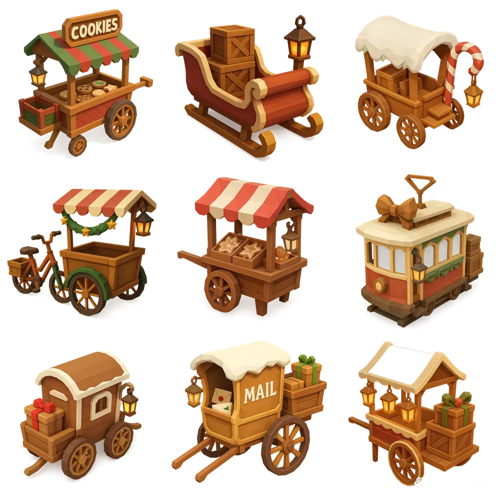 Lowpoly Cookie Delivery Carts