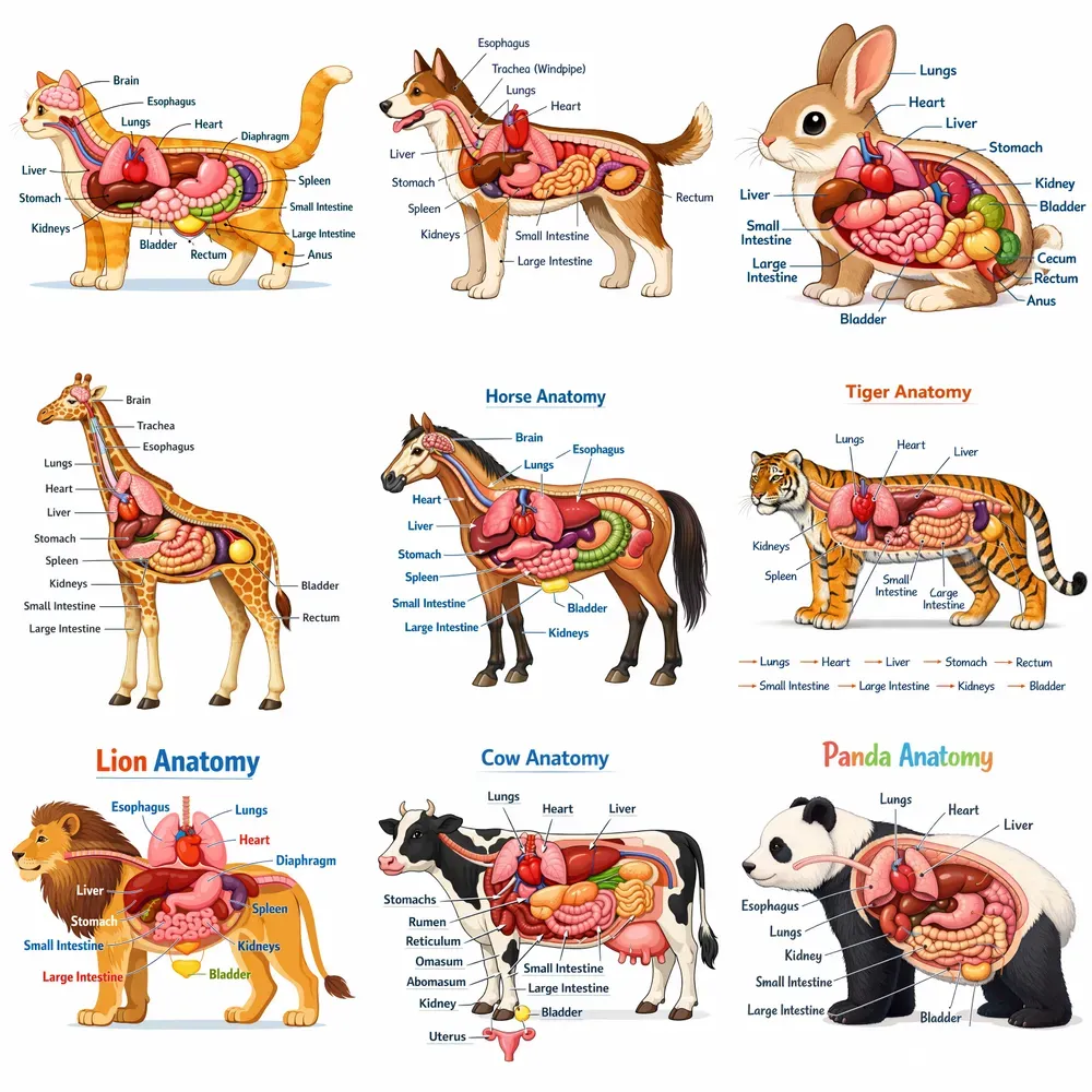 Animal Anatomy Educational Diagrams