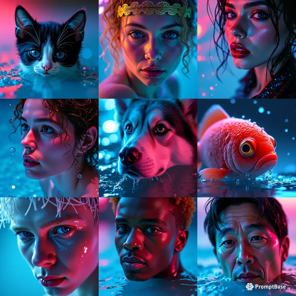 Hyperrealistic Neon Photoshoots