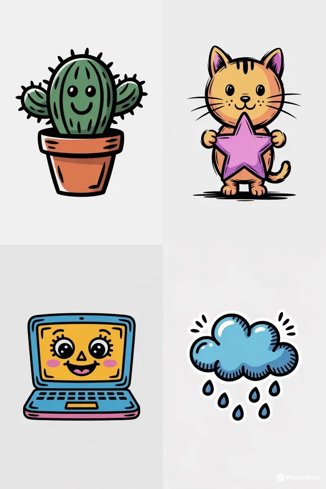 Colored Hand Drawn Doodle Logos