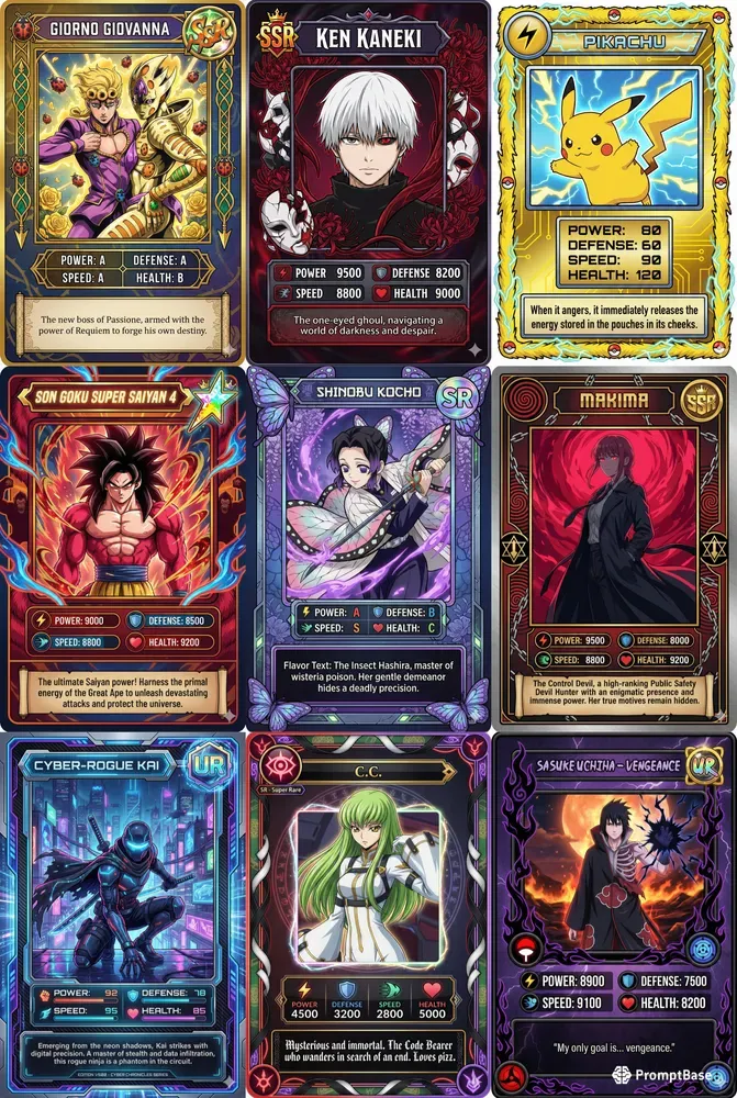 Anime Trading Card Game Designs