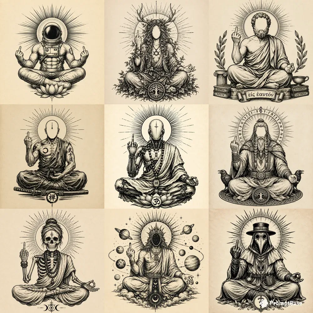Zen Rebel Vintage Line Art