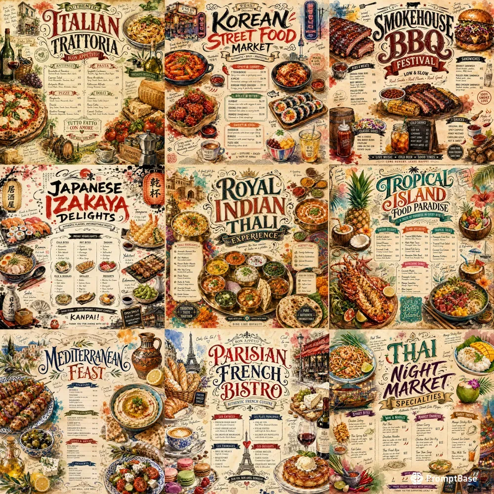 Global Street Food Festival Menu Posters