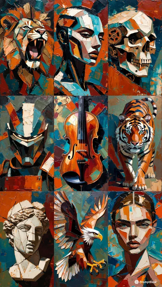 Thick Oil Geometric Abstract Paintings