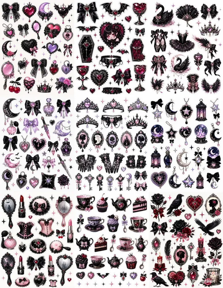 Gothic Pop Glam Sticker Sheets