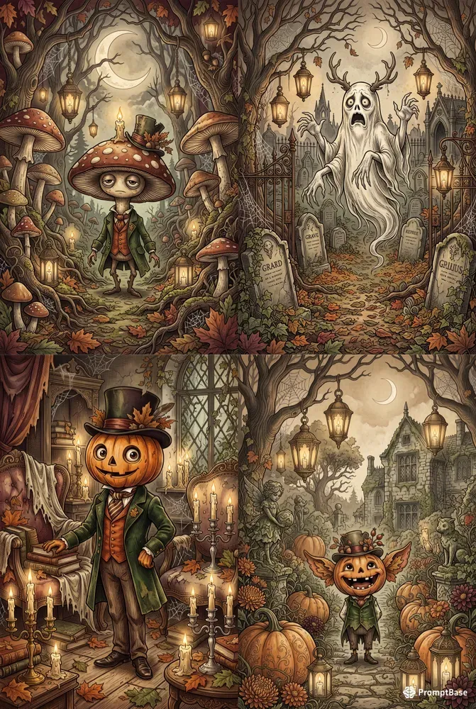 Victorian Gothic Halloween Cards